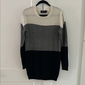 Minkpink Colorblock Textured Knit Sweater Dress - Black & Cream